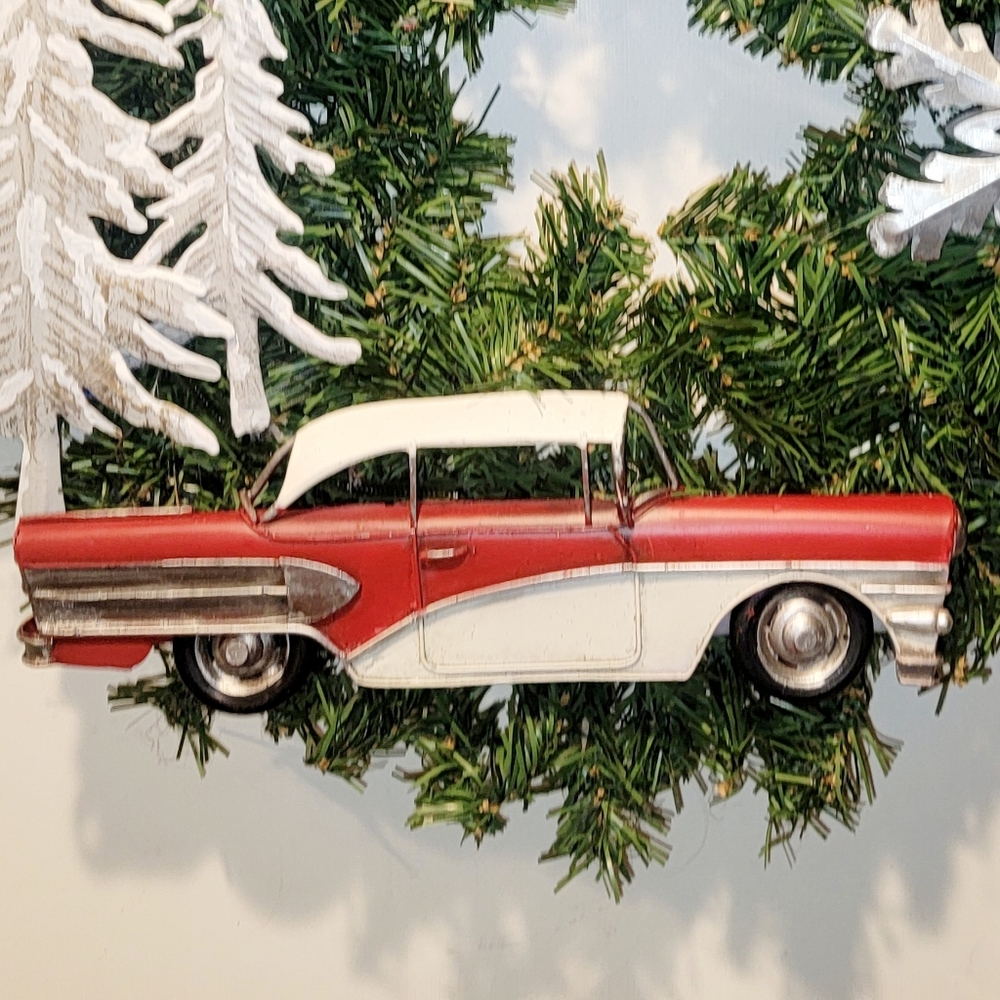 Winter Chevy Wreath Tin Trees Snowflake - Picture 3 of 5